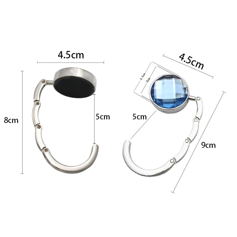 Portable round Acrylic Hook Student Table Hook Lattice Crystal Bag Hanger Folding Metal Multifunctional Gift Bag Hook 18 Colors