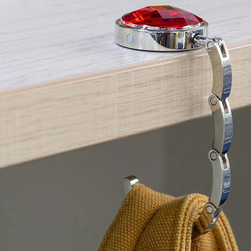 Portable round Acrylic Hook Student Table Hook Lattice Crystal Bag Hanger Folding Metal Multifunctional Gift Bag Hook 18 Colors